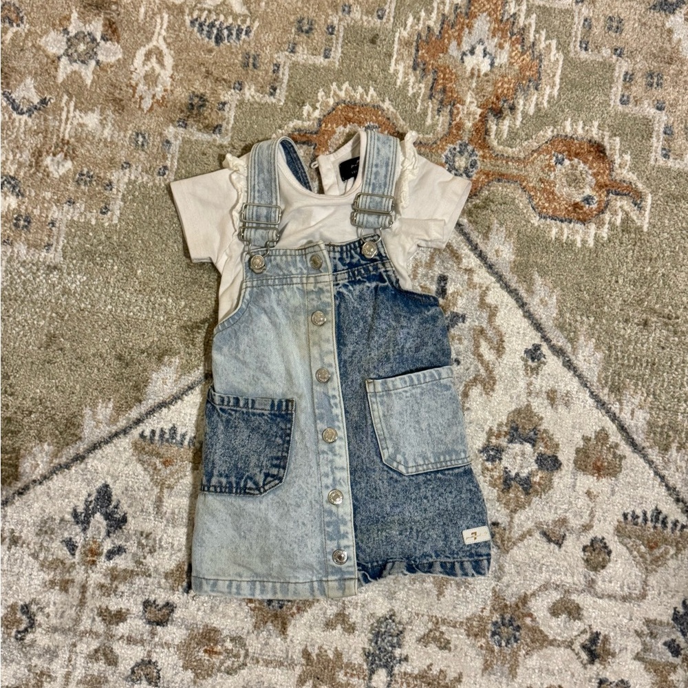 7 for all mankind | Denim Overall Dress with white top